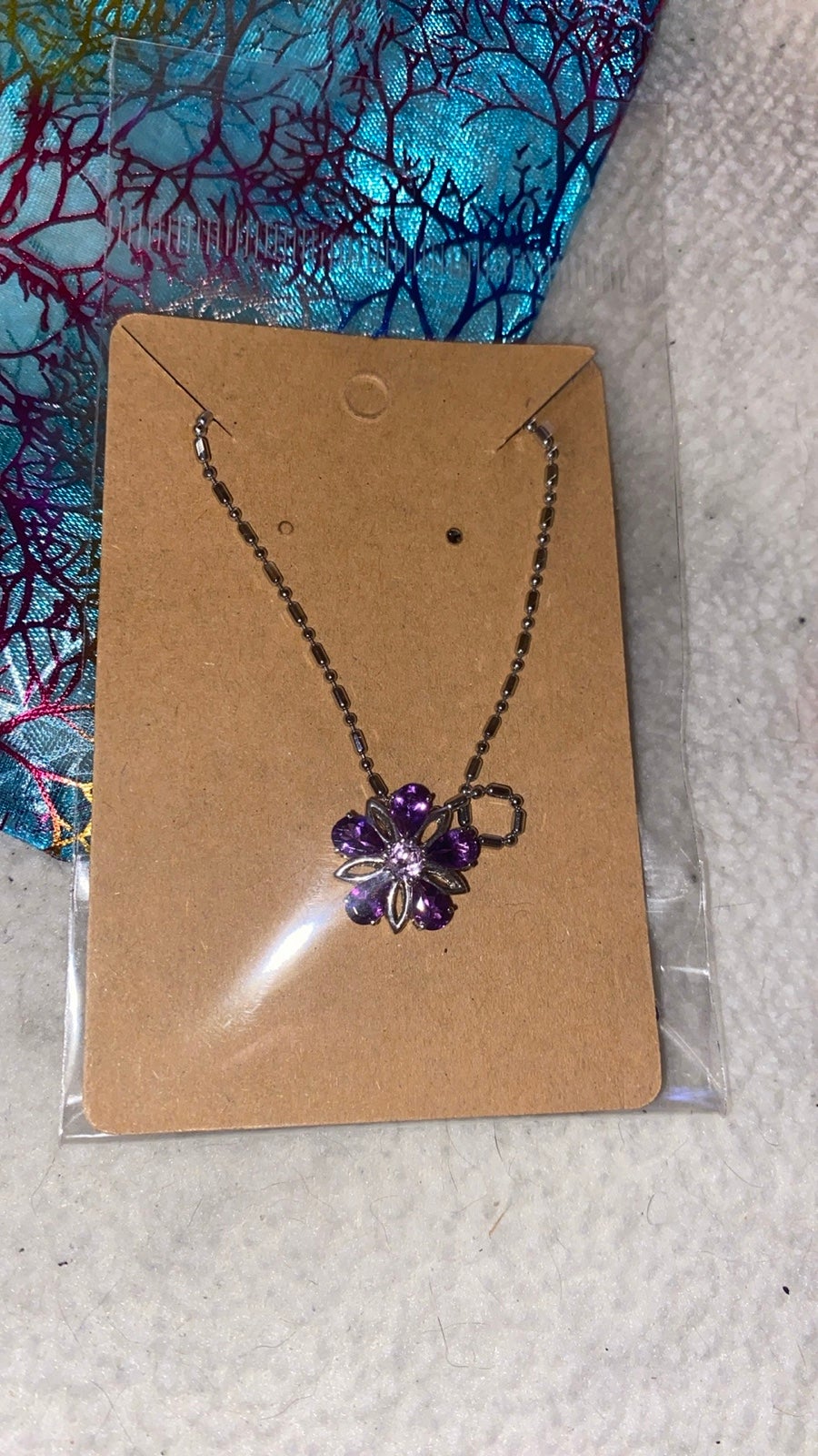 925 Sterling Silver Necklace with Purple Amethyst Charm